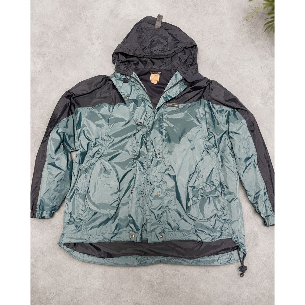 Guide Series XL Waterproof Hooded Rain Jacket Blue Gray Nylon Outdoor Fishing